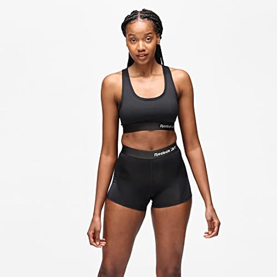Women’s Reebok Steffi Crop Top, Stretch Cropped Sports Top with Racer Back - Black 908733635