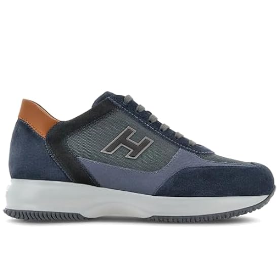 Hogan Sneaker da Uomo Interactive Blue Jeans e Cuoio - HXM00N0Q101 R6C0SUD - Taglia 121151150