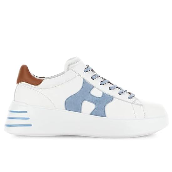 Hogan Sneakers da Donna Rebel in Pelle Bianco e Azzurro