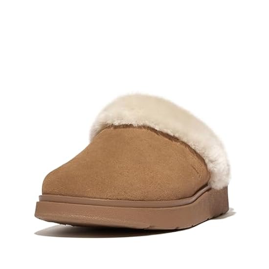 Fitflop Gen-FF Shearling-Collar Suede Slippers, Pantofo