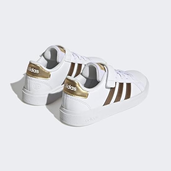 adidas Grand Sustainable Lifestyle Court Elastic Lace And Top Strap Shoes, Low (Non Football) Unisex-Bambini e Ragazzi 163550213