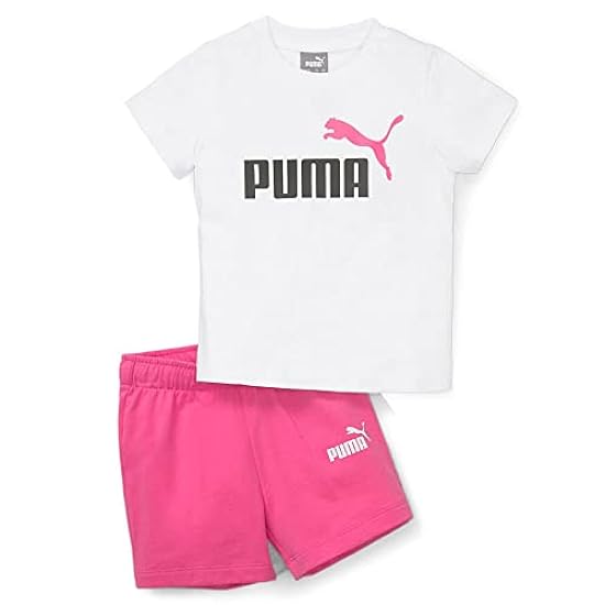 PUMA Minicats Tee & Shorts Set, Tuta da Pista Unisex-Adulto, Bianco-Perla Rosa, 104 430638660