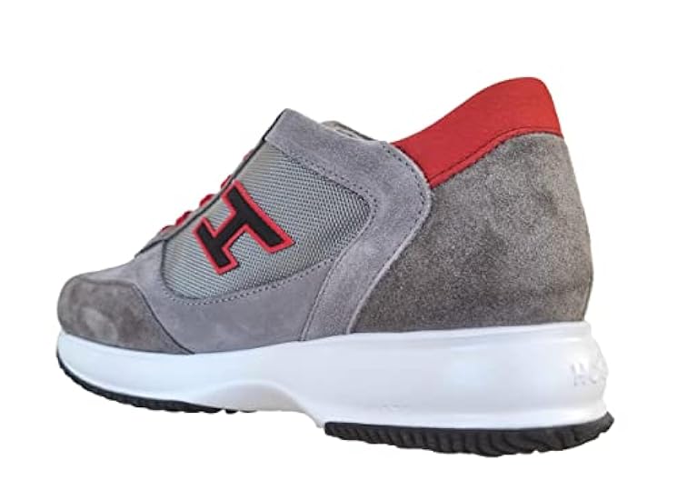 Hogan Scarpe Uomo Sneakers Interactive H Flock HXM00N0Q101MI1543M Grigio Rosso 059991987