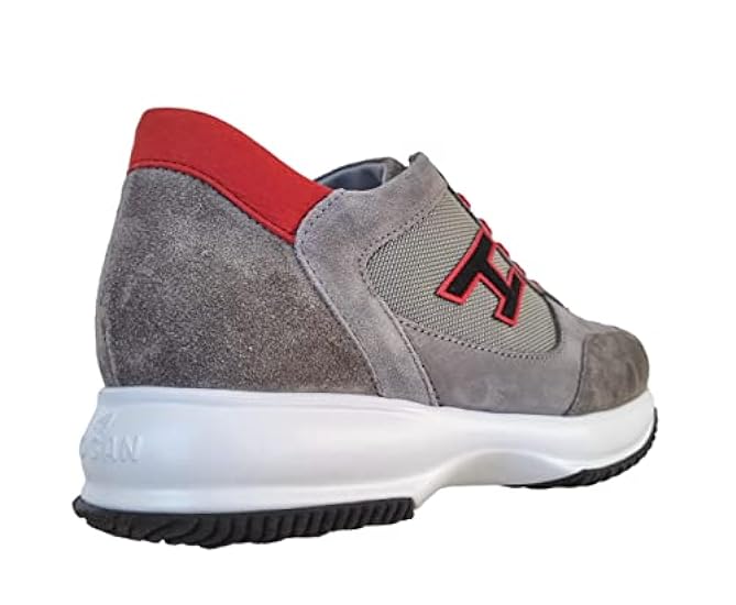 Hogan Scarpe Uomo Sneakers Interactive H Flock HXM00N0Q101MI1543M Grigio Rosso 059991987
